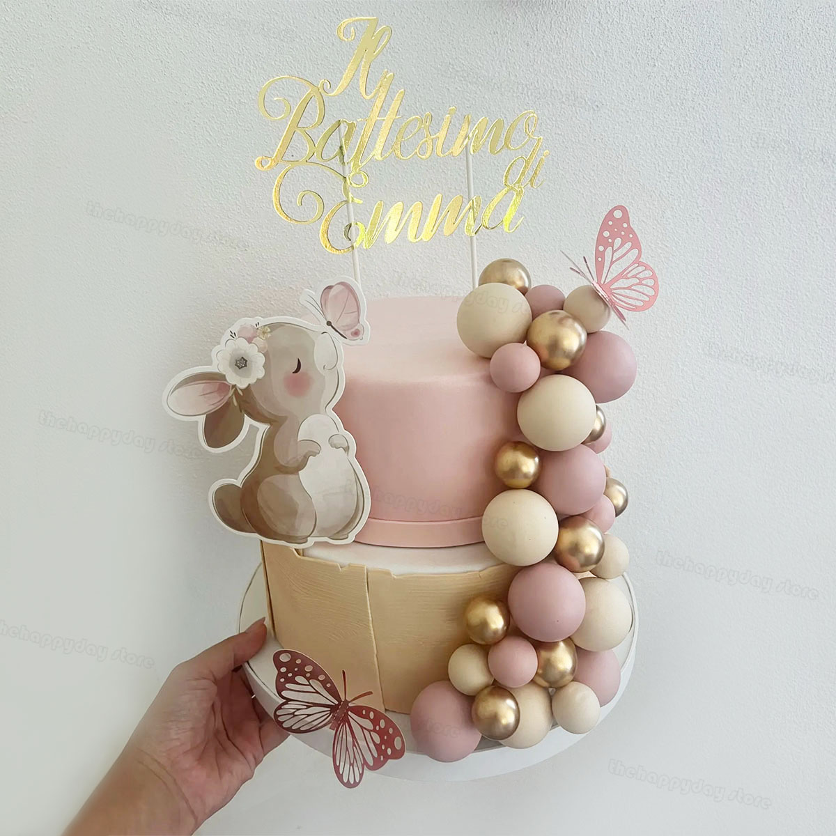 Baby Products Lotion - 1 ชุดกระต่ายครีมทองลูกเค้ก Toppers ผีเสื้อกระต่ายตกแต่งเค้กวันเกิดหมีวันเกิด Baby Shower