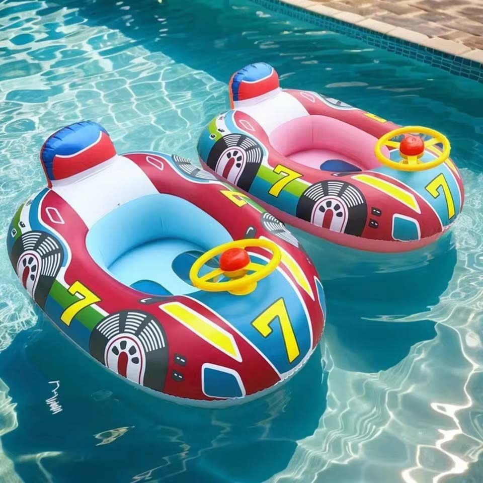 Baby Swimming Floater - ห่วงยางว่ายน้ำสำหรับเด็กทารก ลายรถยนต์น่ารัก สำหรับเด็กวัยหัดเดิน ใช้ได้ทั้งในสระน้ำและชายหาด พร้อมหูจับเพื่อความปลอดภัย