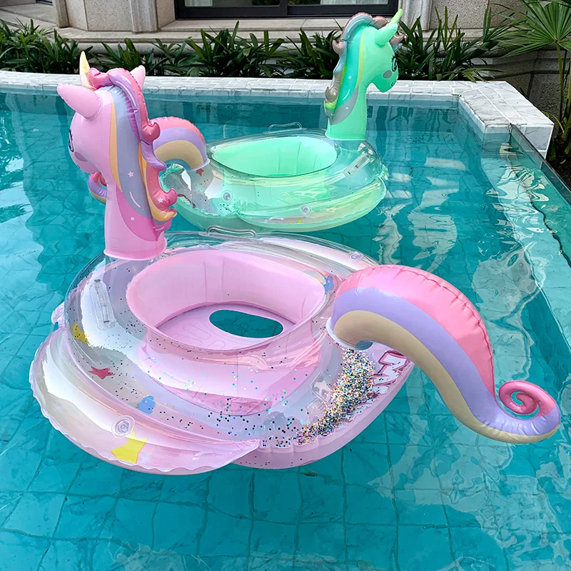 Baby Swimming Floater - ห่วงว่ายน้ำสระน้ำเป่าลมลอยน้ำได้สำหรับเด็กสระห่วงว่ายน้ำของเล่นลอยน้ำได้รูปยูนิคอร์นประดับเลื่อมสีรุ้งสำหรับวงกลมว่ายน้ำสำหรับเด็ก