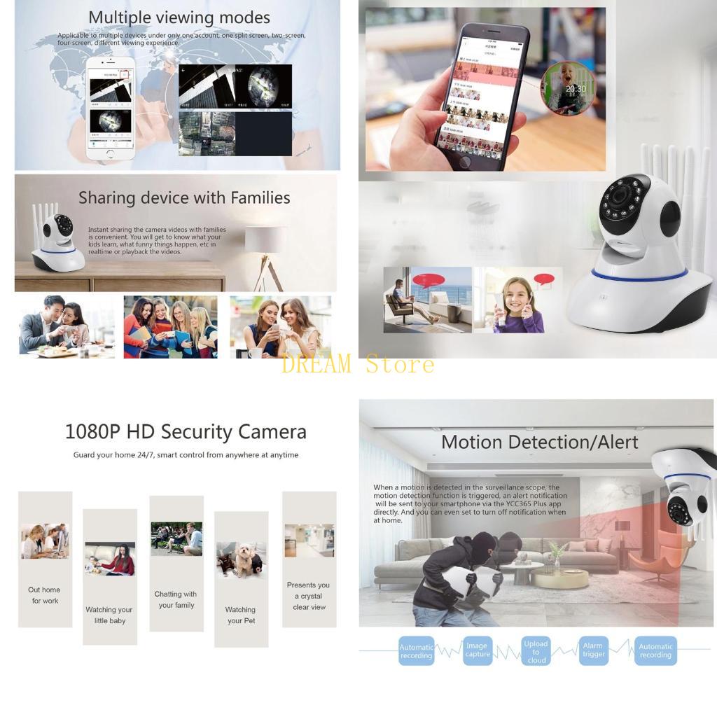 Wireless Baby Monitor - กล้องรักษาความปลอดภัย 720P กล้องโดมในร่ม 360 องศาเลนส์กล้องวงจรปิดกล้องวิดีโอไร้สายขายดีที่สุด