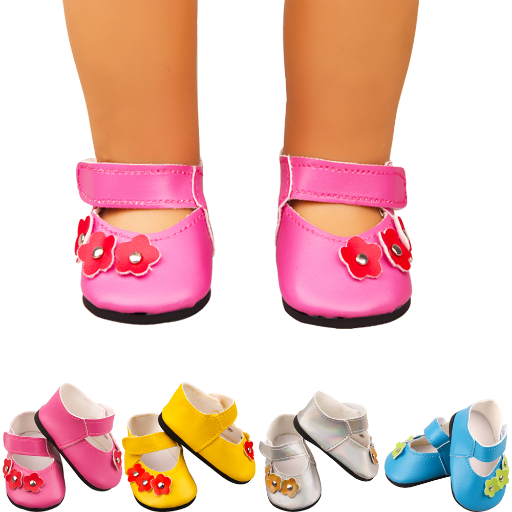 Baby Products Resale - รองเท้าตุ๊กตาดอกไม้ขนาด7ซม. รองเท้าหนังขนาดเล็กคุณภาพสูงสำหรับทารกอายุ18นิ้วและ43ซม.