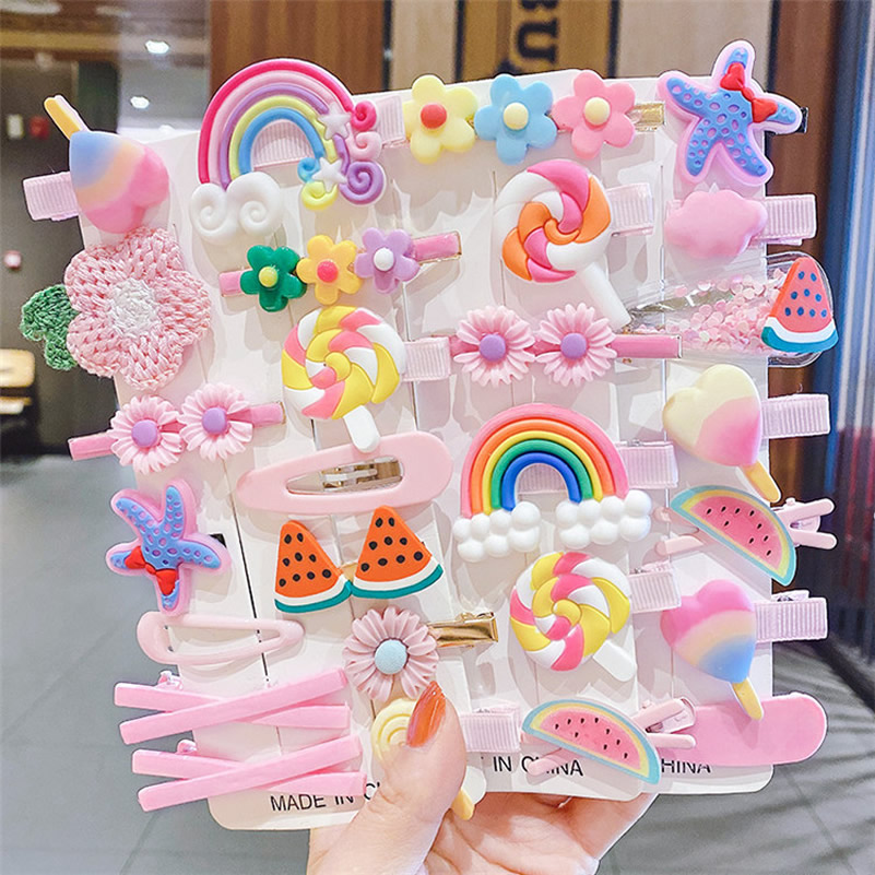 Baby Products Lotion - 14 ชิ้นชุดคลิปผมสําหรับสาวการ์ตูนไอศกรีมเด็กน่ารักคลิปผมอุปกรณ์เสริมแฟชั่นเด็ก Candy คลิปผม