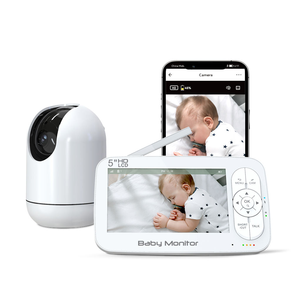 Wireless Baby Monitor - กล้องวงจรปิดไร้สายสำหรับเด็ก 5 นิ้ว 2MP 1080P ควบคุมผ่านแอพฯ