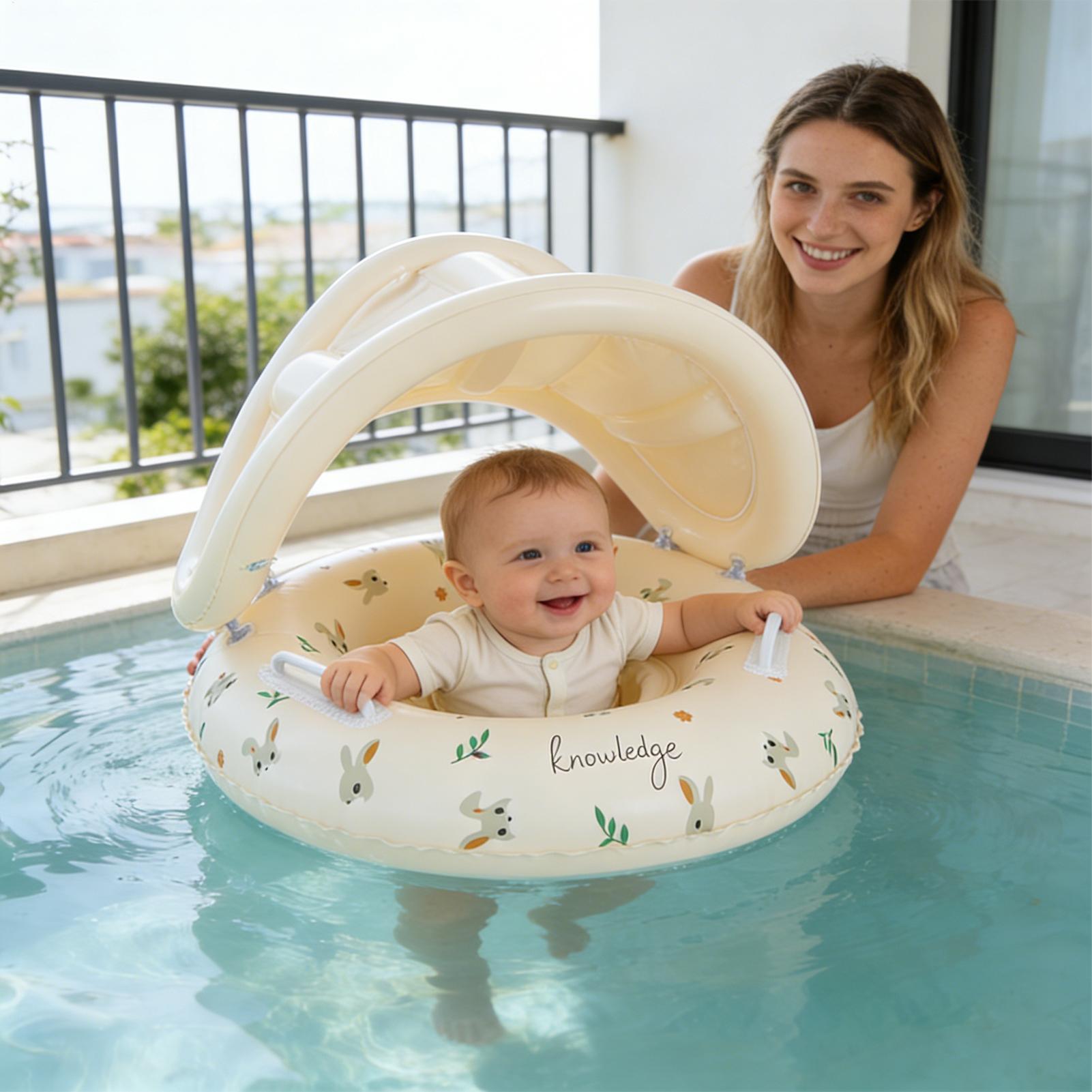 Baby Swimming Floater - ห่วงยางนั่งเล่นสำหรับเด็กแบบถอดได้ ป้องกันแสงแดด สำหรับสระว่ายน้ำ ชายหาด อ่างอาบน้ำ กิจกรรมกลางแจ้ง