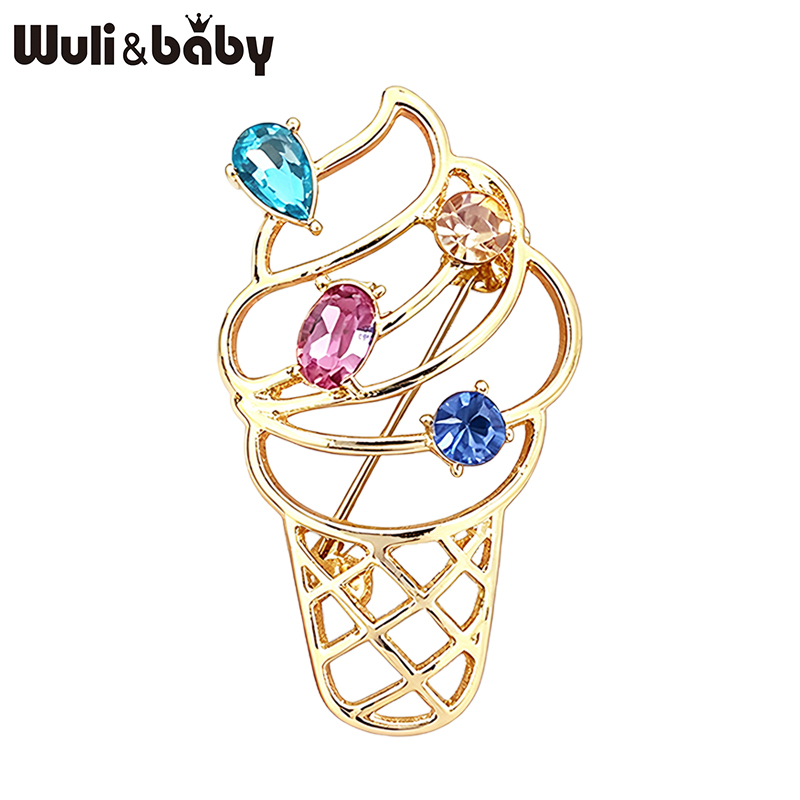 Baby Products Lotion - Wuli&baby เข็มกลัดรูปไอศกรีมโคนน่ารักสำหรับผู้หญิงและผู้ชาย เข็มกลัดขนมหวานประดับเพชรหลากสีสัน เหมาะสำหรับงานปาร์ตี้และใช้งานในชีวิตประจำวัน ของขวัญ