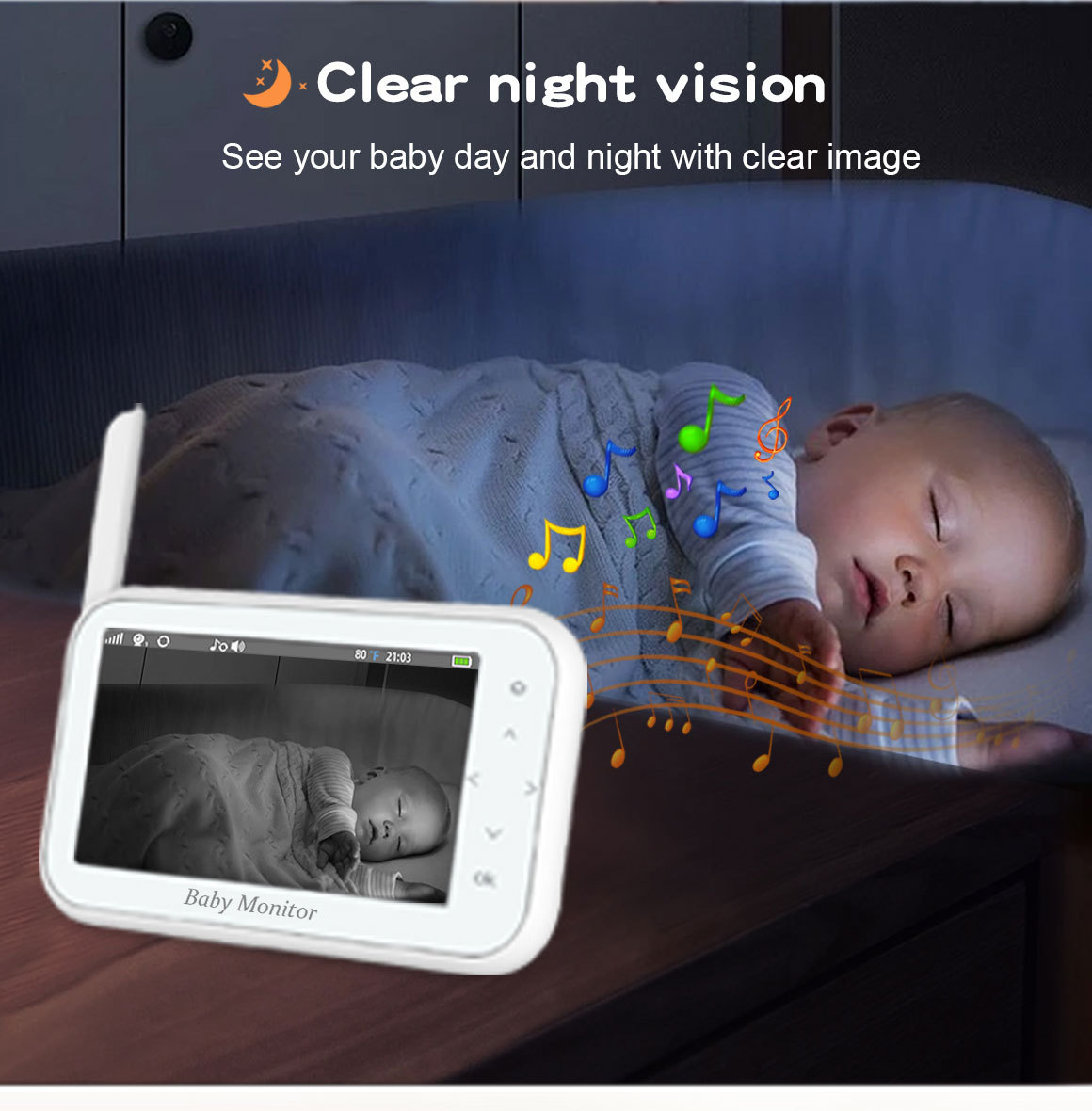 Wireless Baby Monitor - 720P Wireless PTZ Baby Monitor การตรวจสอบอุณหภูมิ