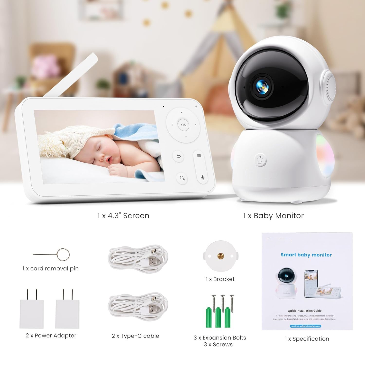 หน้าจอ 4.3 นิ้ว 2MP 1080P สีเต - Wireless Baby Monitor บทวิจารณ์และราคา
